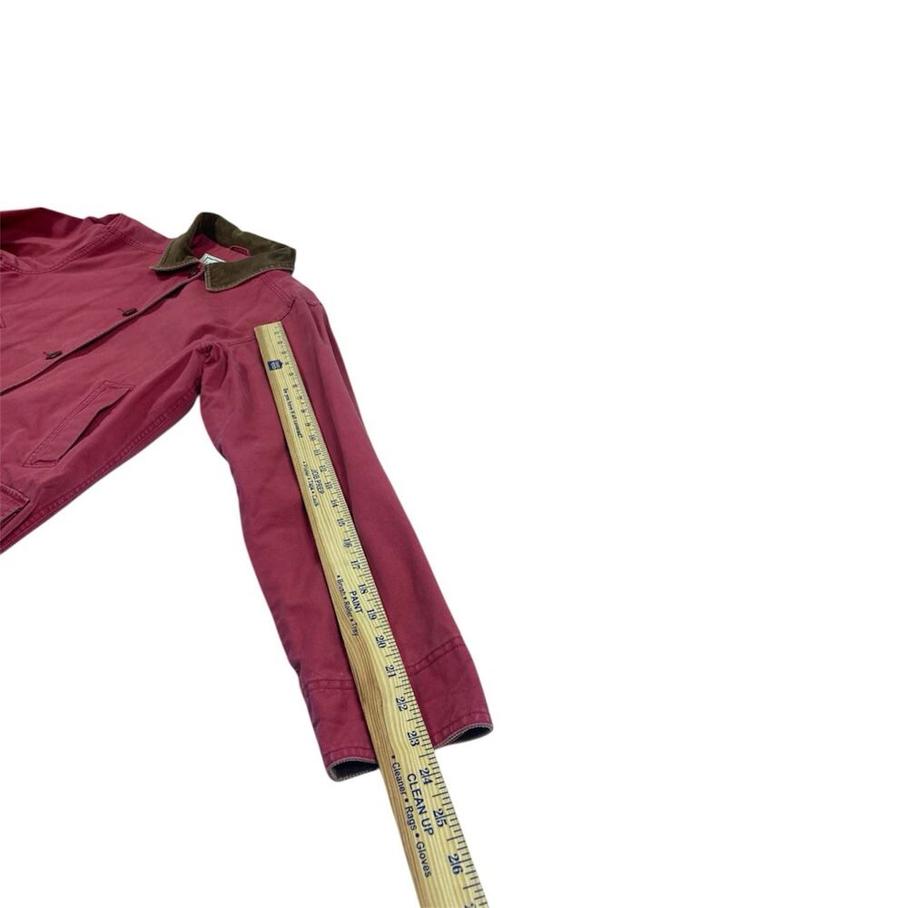 LL Bean Chore Barn Canvas Coat Utility Jacket Red Womens MED Flannel Lined - Picture 13 of 13